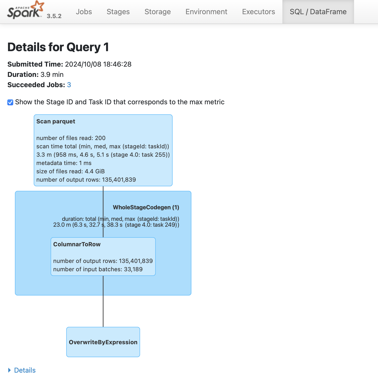 Spark UI Query 1 Details